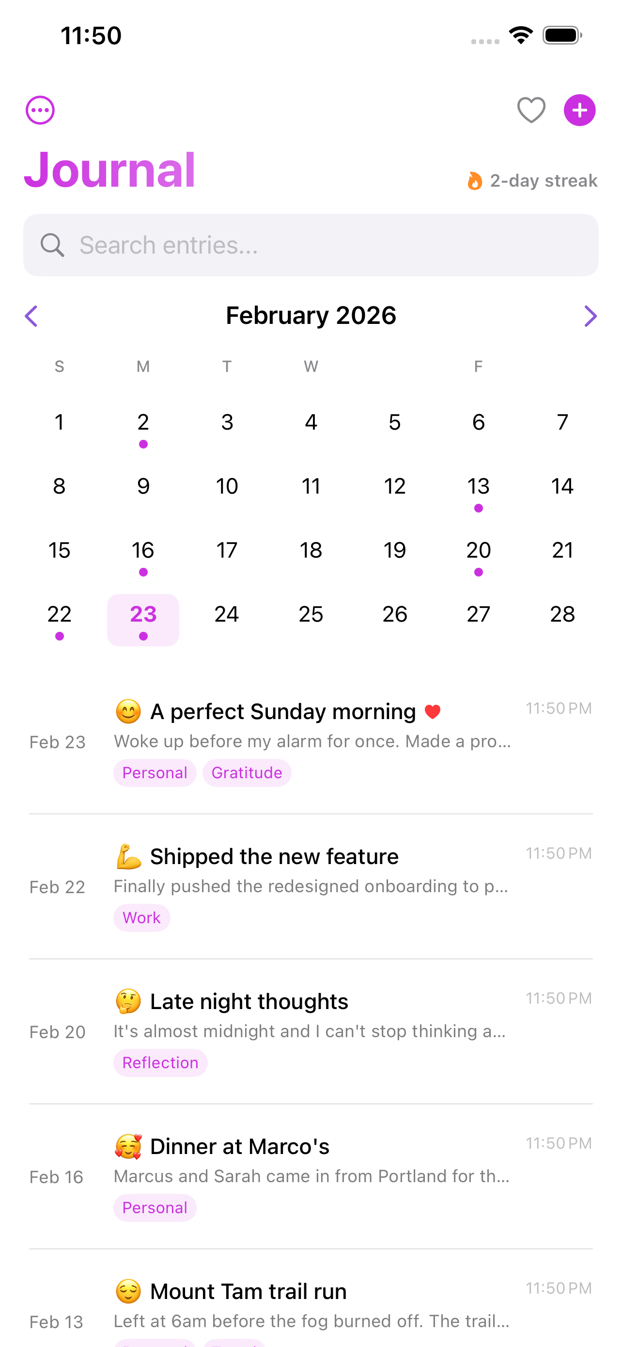 Penlock Timeline View