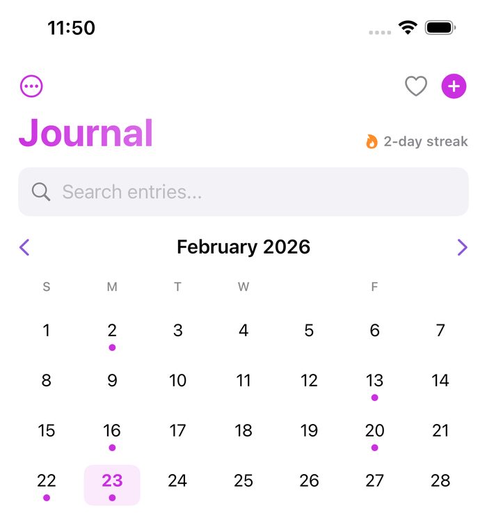An old Penlock Timeline screenshot. The weekday header shows only S, M, T, W and F.