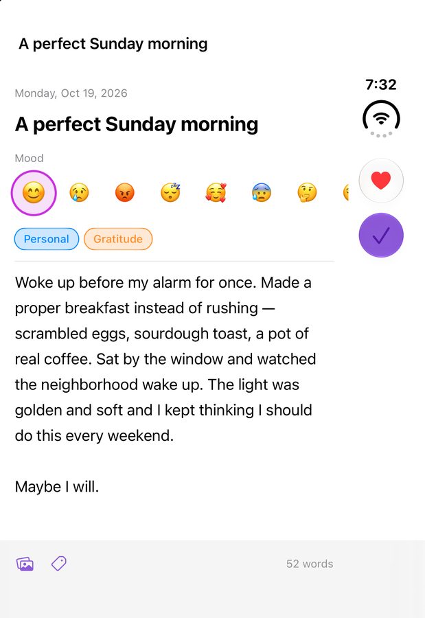 The same editor after the fix. The emoji row stops before the vertical rail.